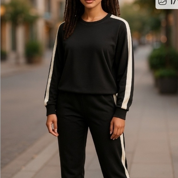 Chico's Pants - Chico's Black and White Track Pants and Top Set Plus Size